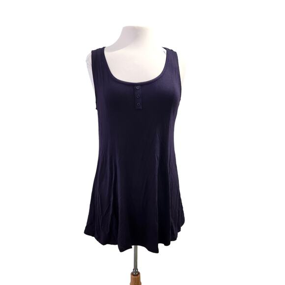 Lane Bryant Navy Blue 1/4 Button Down Swing Tank Top Size 10/12 NWT - Picture 1 of 8